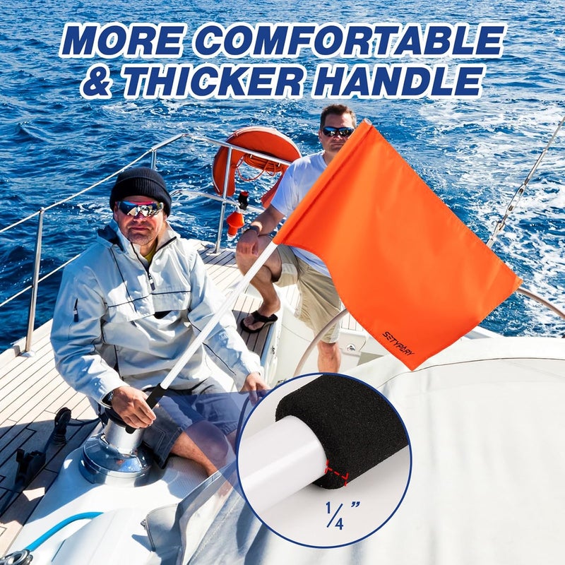 SETYPARY 48 Inch Orange Boat Flag with 3 Section Pole, Floating Skier Down Flag for Boating, Towing, Watersports - Image 3
